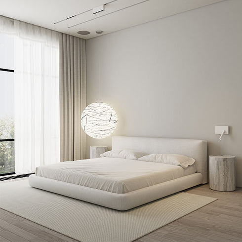 Amabilis Cotton Linen Gray Fabric Contemporary Rectangular Headboard Bed Frame